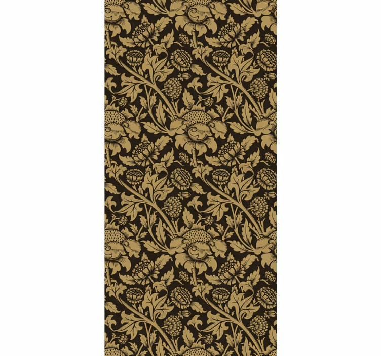 Golden greenery theme floral wallpaper - TenStickers