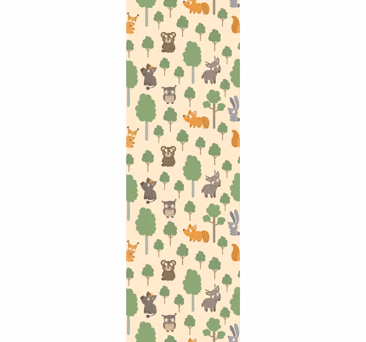 Forest creatures pattern kids wallpaper - TenStickers