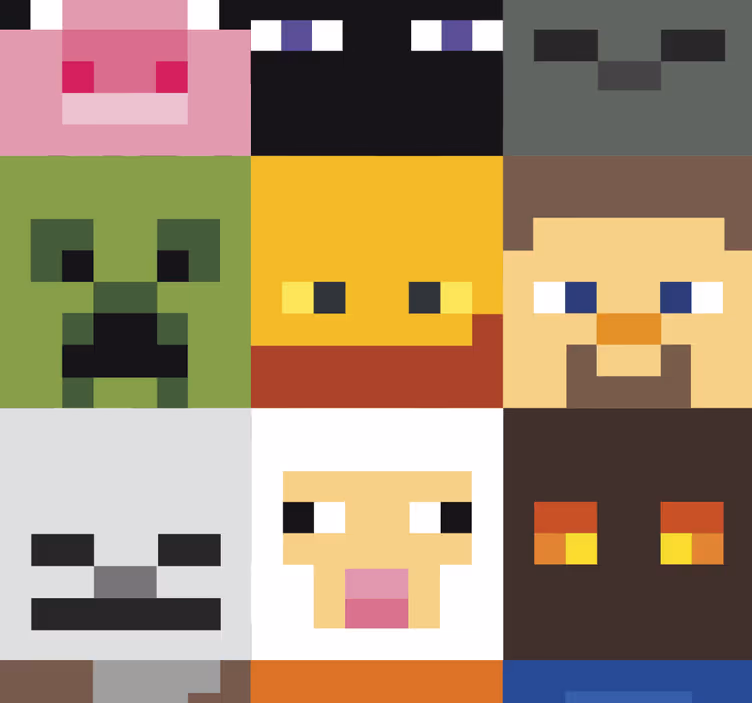 Gaming pixeled faces teens wallpaper - TenStickers
