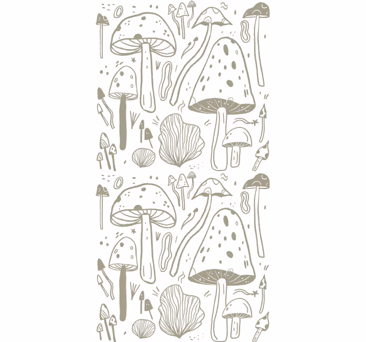 Nature wallpaper beige mushroom pattern - TenStickers