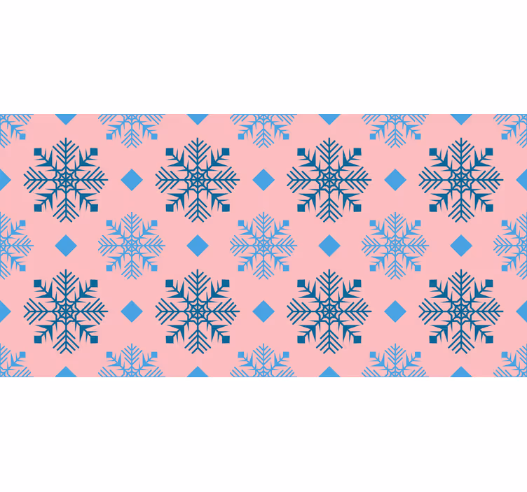 Christmas wallpaper pink and blue snowflakes pattern - TenStickers