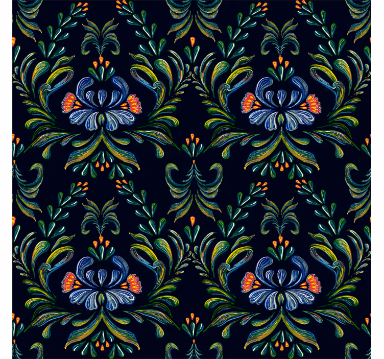 Ornamental wallpaper in vibrant folk design - TenStickers