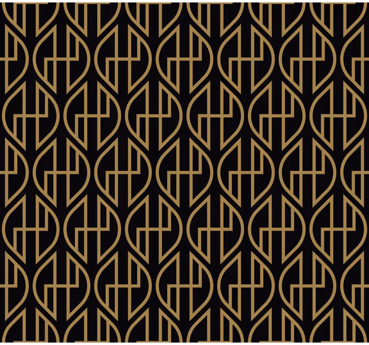 Living room wallpaper black and gold lines design - TenStickers