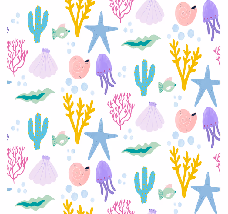 Bedroom wallpaper child seabed illustration - TenStickers