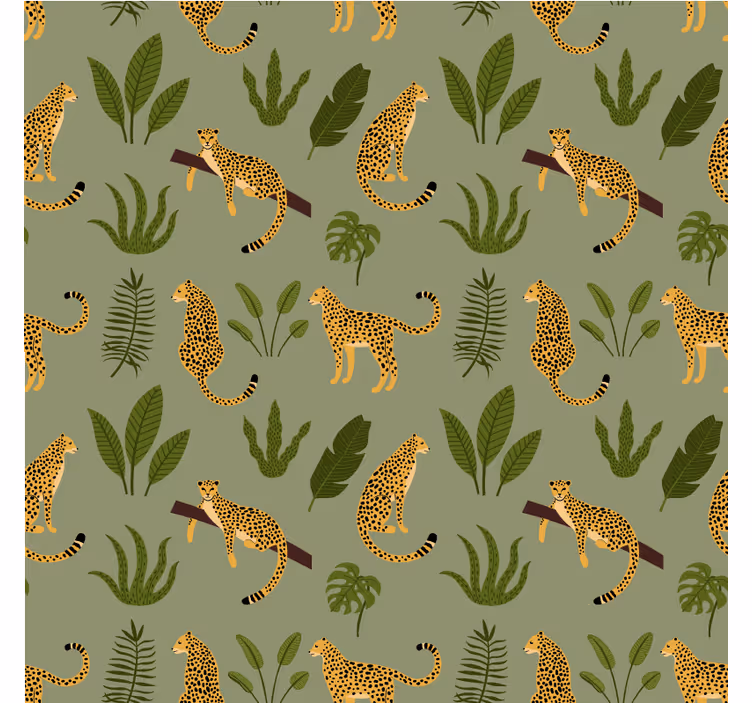 Bedroom wallpaper floral jungle leopard pattern - TenStickers