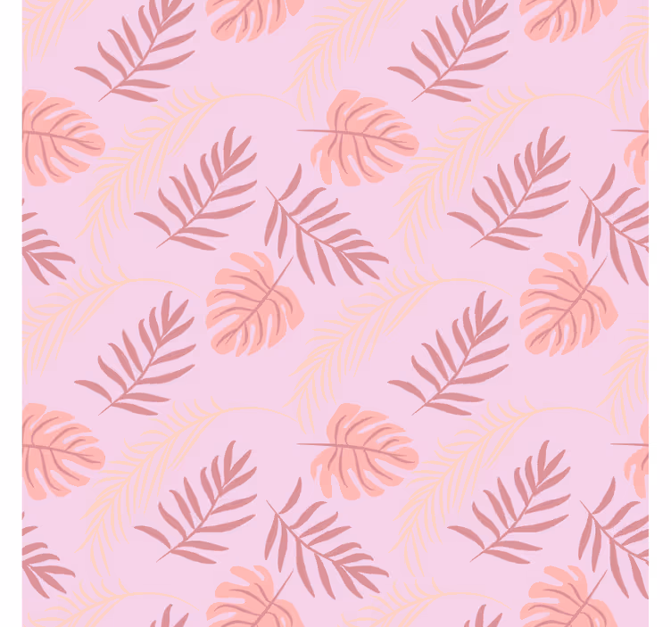 Bedroom wallpaper pink tropical leaf design - TenStickers