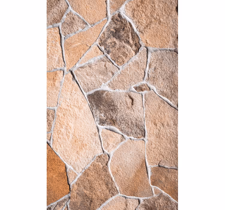 Ornamental wallpaper light brown irregular stone bricks - TenStickers