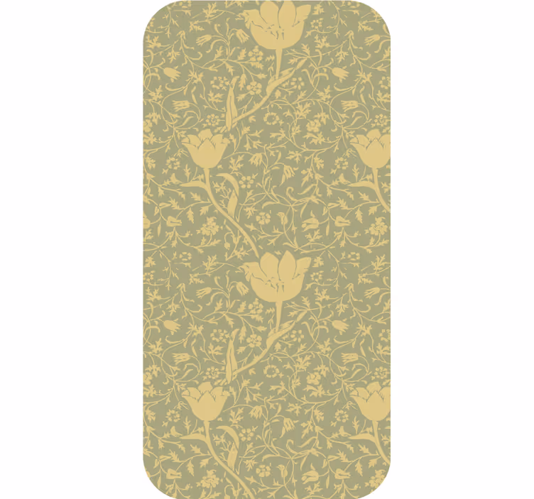 Ornamental wallpaper in gold and green floral design - TenStickers