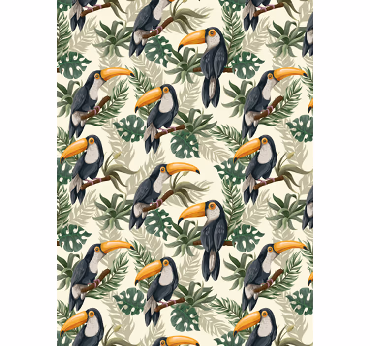 Jungle wallpaper featuring vibrant toucans - TenStickers