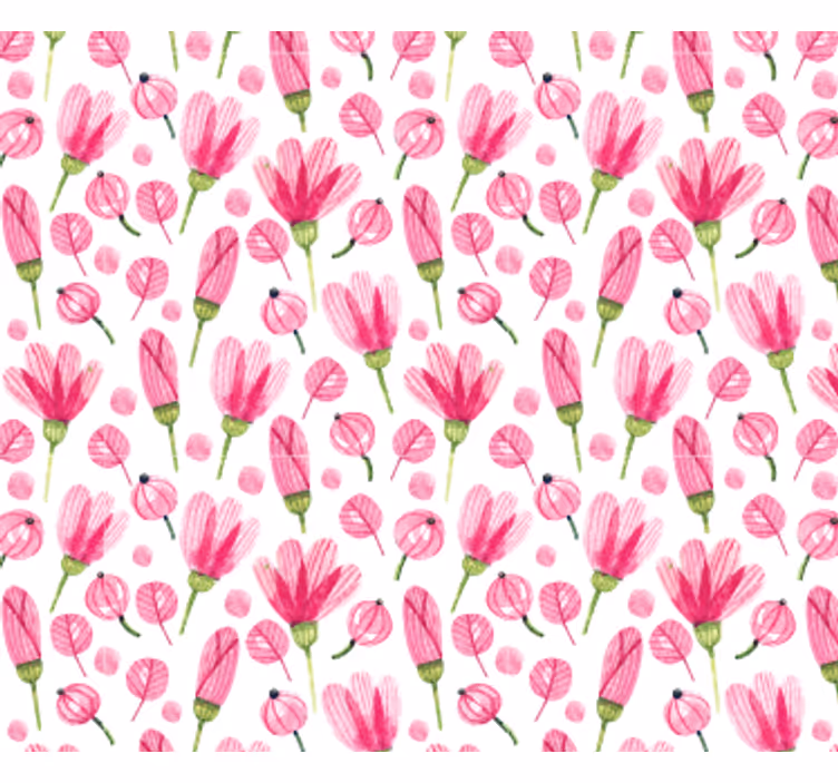 Living room wallpaper pink floral design - TenStickers