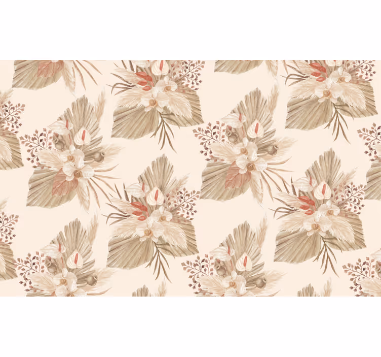 Living room wallpaper dried flower and pampas grass - TenStickers