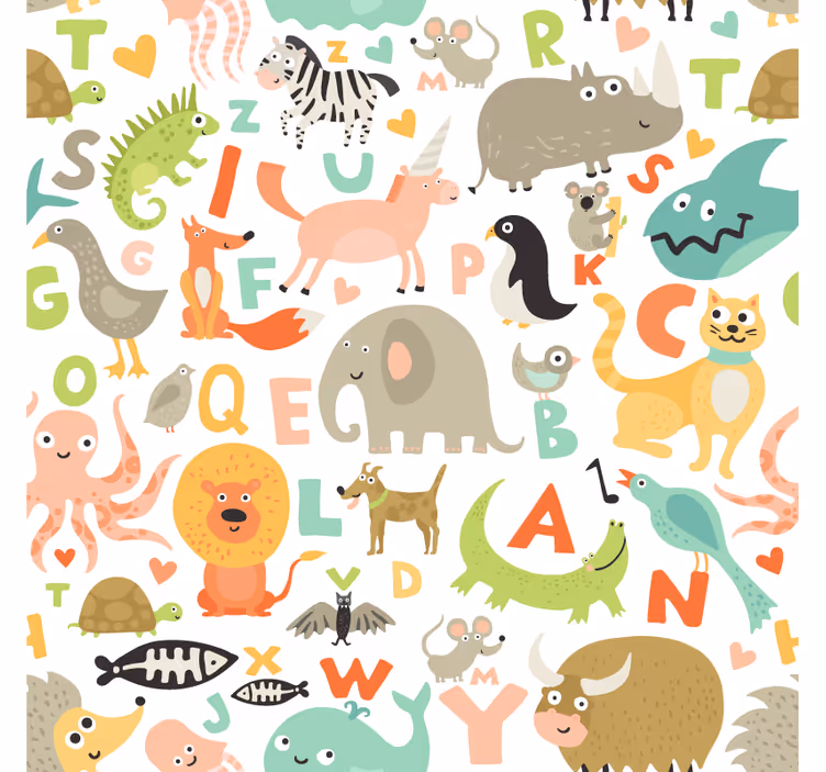 Animal wallpaper for kids with alphabet animals - TenStickers