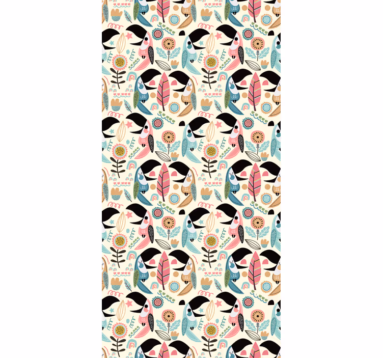 Bedroom wallpaper with tropical toucan design - TenStickers