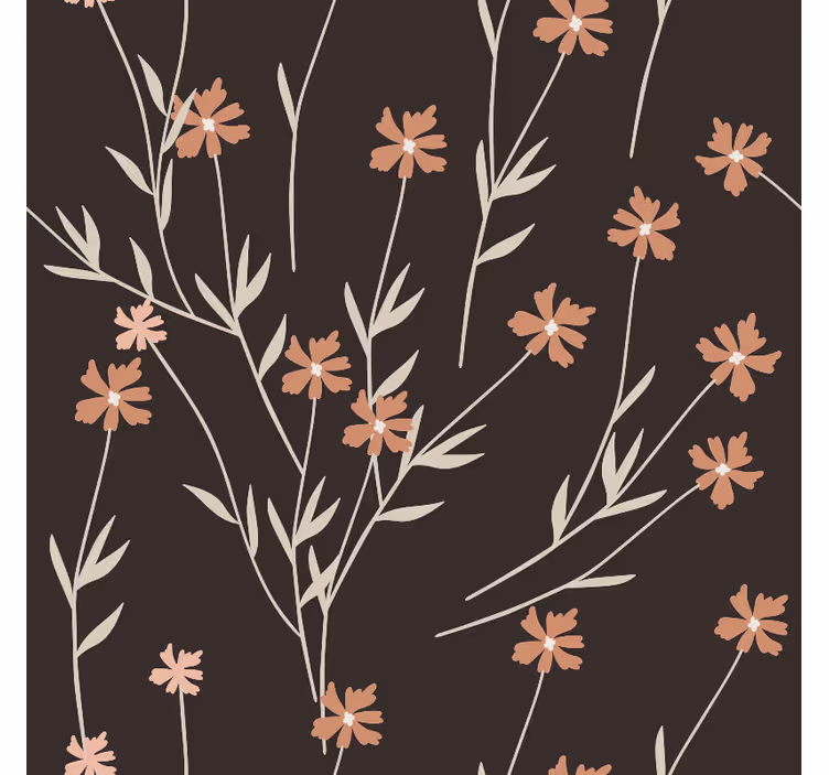 Textured wallpaper brown floral kallax - TenStickers