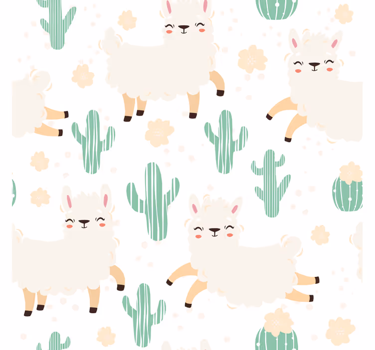 Textured wallpaper cute watercolor llamas with cactus - TenStickers
