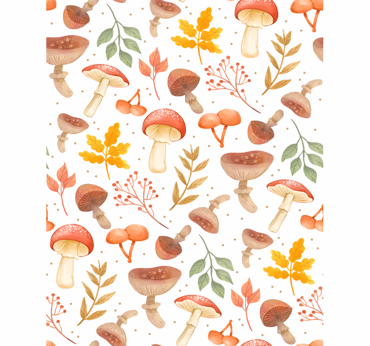 Textured wallpaper hand painted mushroom design - TenStickers