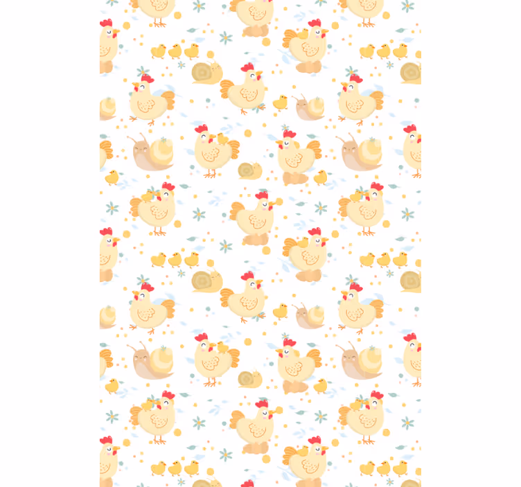 Chickens and snails cartoon farm animal wallpaper - TenStickers