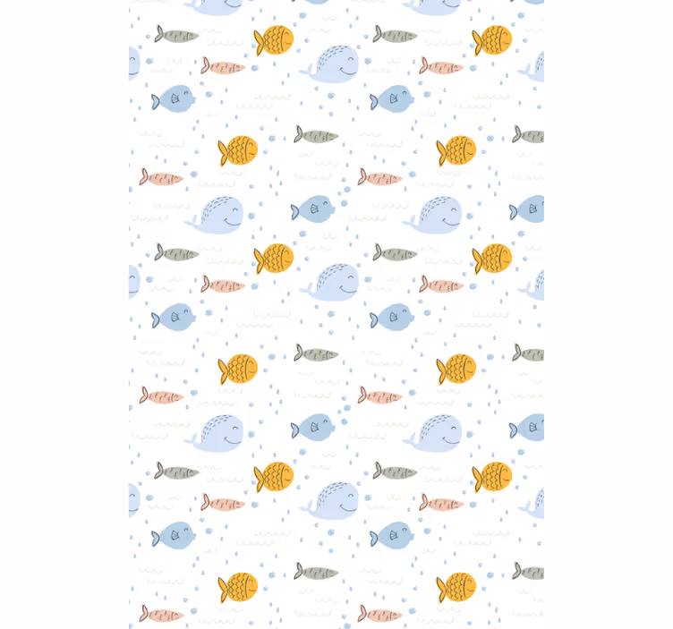Animal wallpaper cartoon multicolor fish design - TenStickers