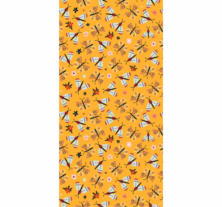 Animal wallpaper featuring hand drawn butterflies - TenStickers