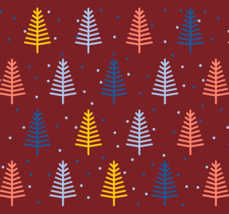 Christmas wallpaper with red tree pattern - TenStickers