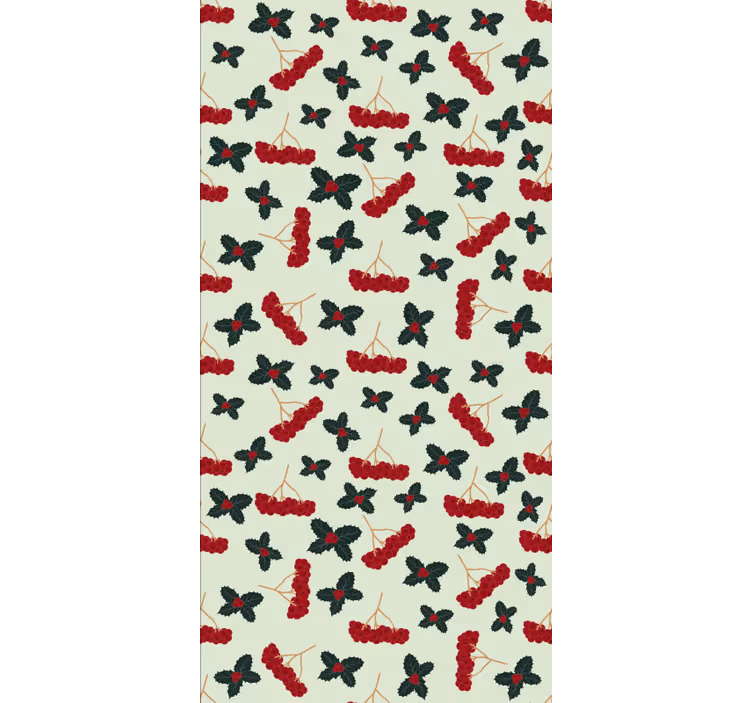 Christmas wallpaper hand drawn berries pattern - TenStickers