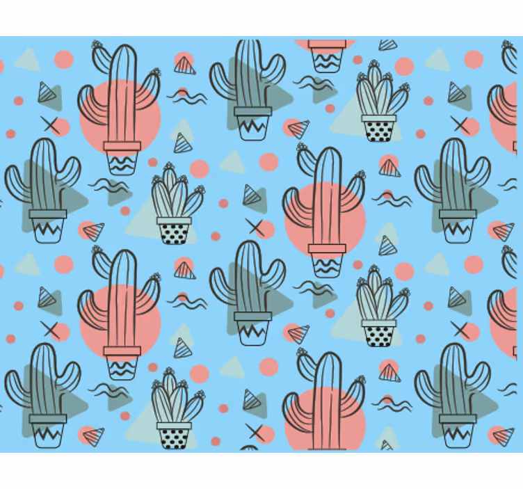 Nature wallpaper cactus pattern - TenStickers