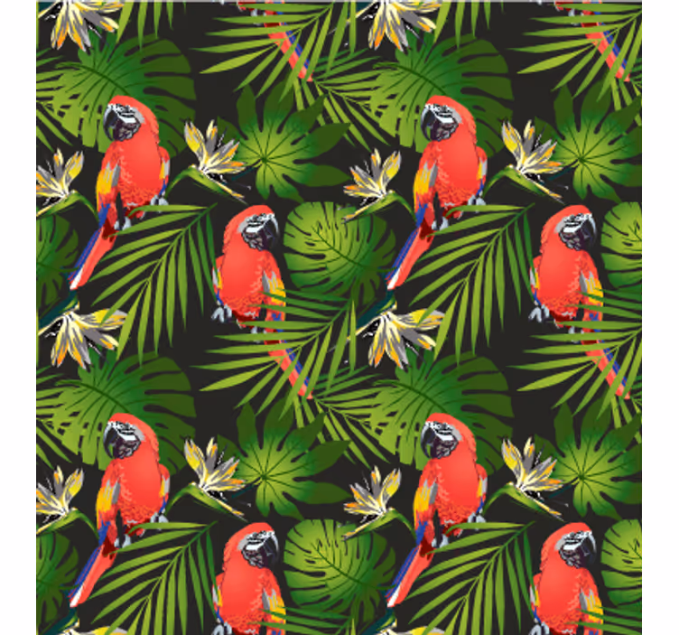 Nature wallpaper tropical parrots and greenery - TenStickers
