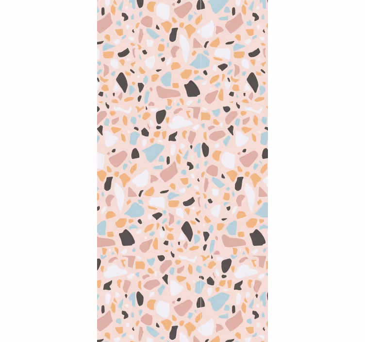 Textured wallpaper pink and blue watercolor terrazzo - TenStickers