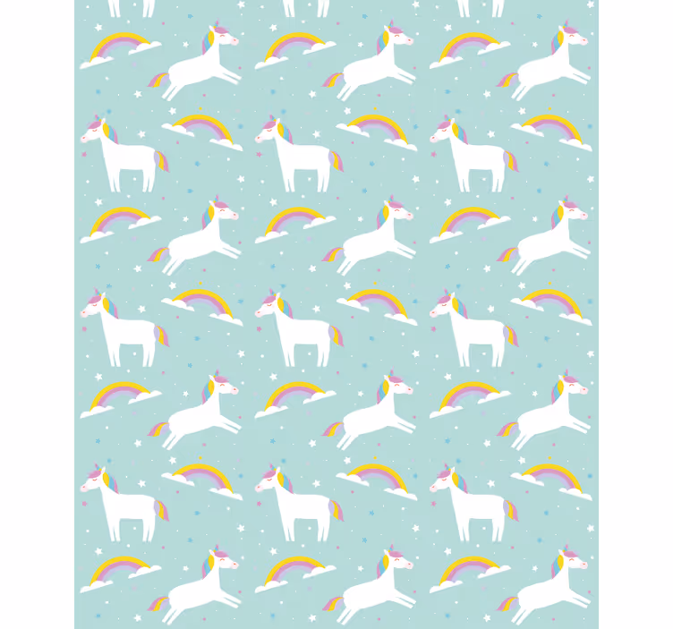Kids wallpaper unicorns and a rainbow - TenStickers