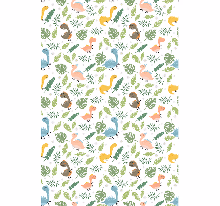 Kids wallpaper pastel color forest with dinosaurs - TenStickers