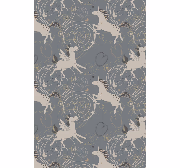 Kids wallpaper pegasus unicorns on dark backdrop - TenStickers