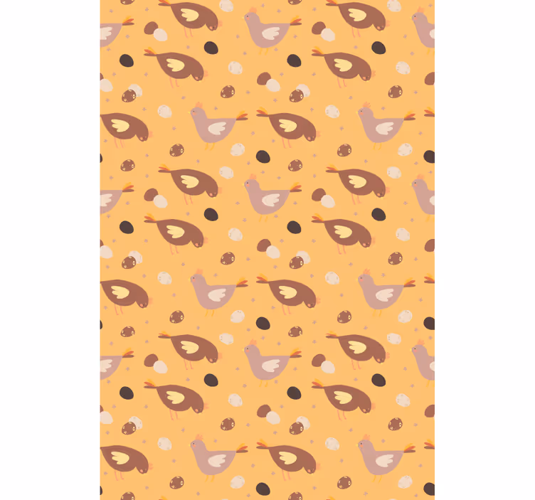 Kids wallpaper orange chick pattern - TenStickers