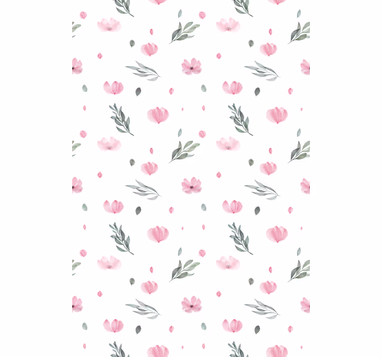 Kids wallpaper pink minimalistic little flowers - TenStickers