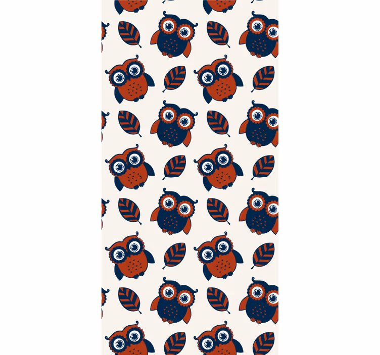 Kids wallpaper blue and red owl pattern - TenStickers