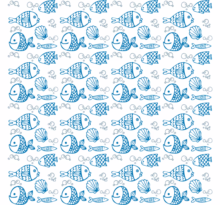 Kids wallpaper blue fishes on white background - TenStickers