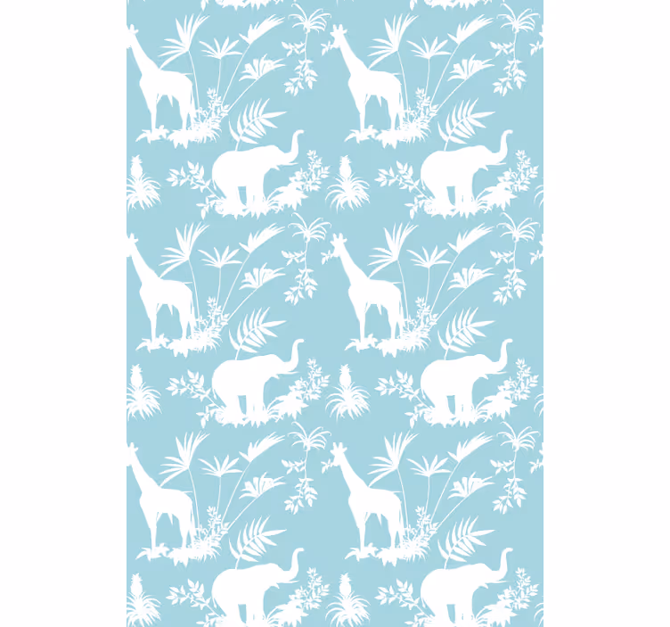 Kids wallpaper elephants and giraffes design - TenStickers