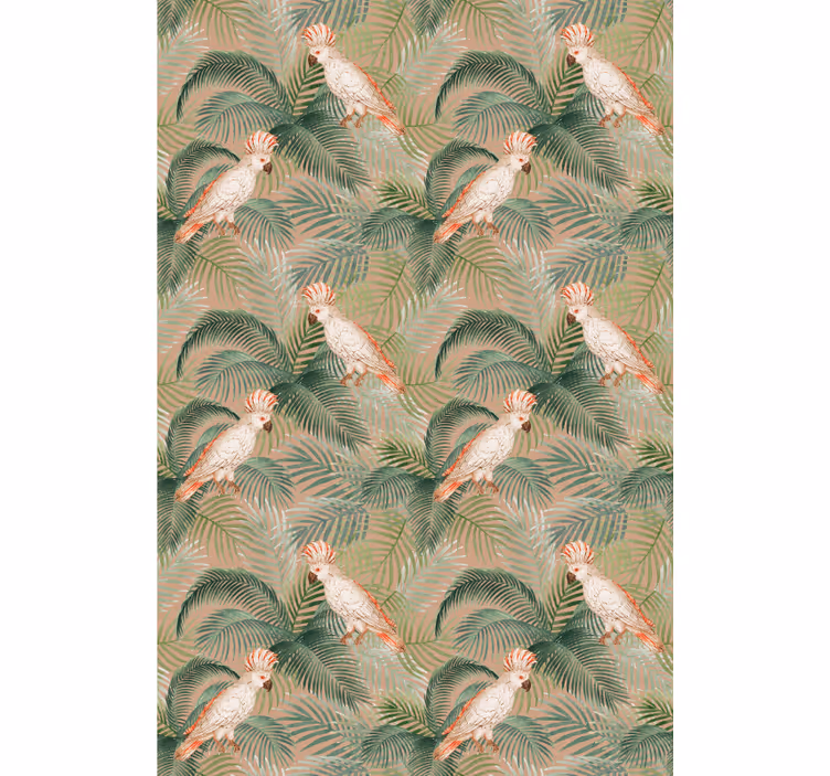 Kids wallpaper cockatoo and leaves design - TenStickers
