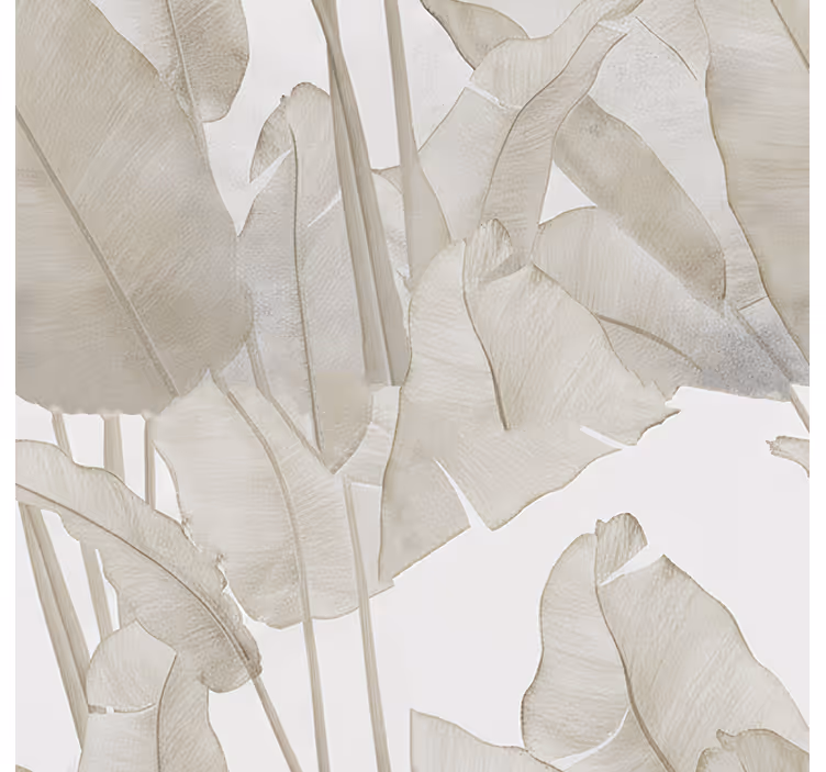 Living room wallpaper beige banana leaf - TenStickers