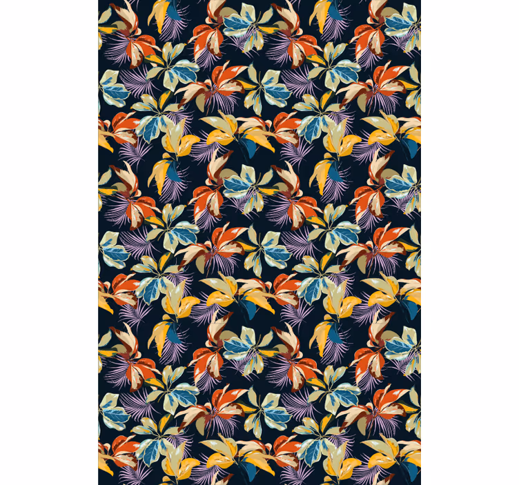 Hallway wallpaper with tiger lily floral design - TenStickers