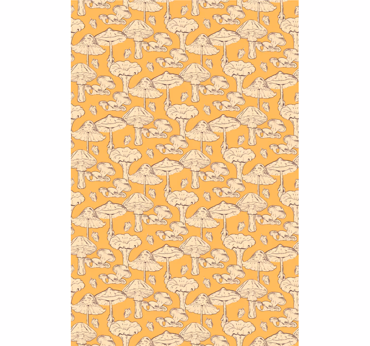 Hallway wallpaper with mushroom pattern design - TenStickers