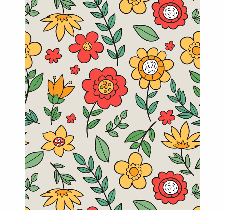 Vivid colourful pattern hallway wallpaper - TenStickers