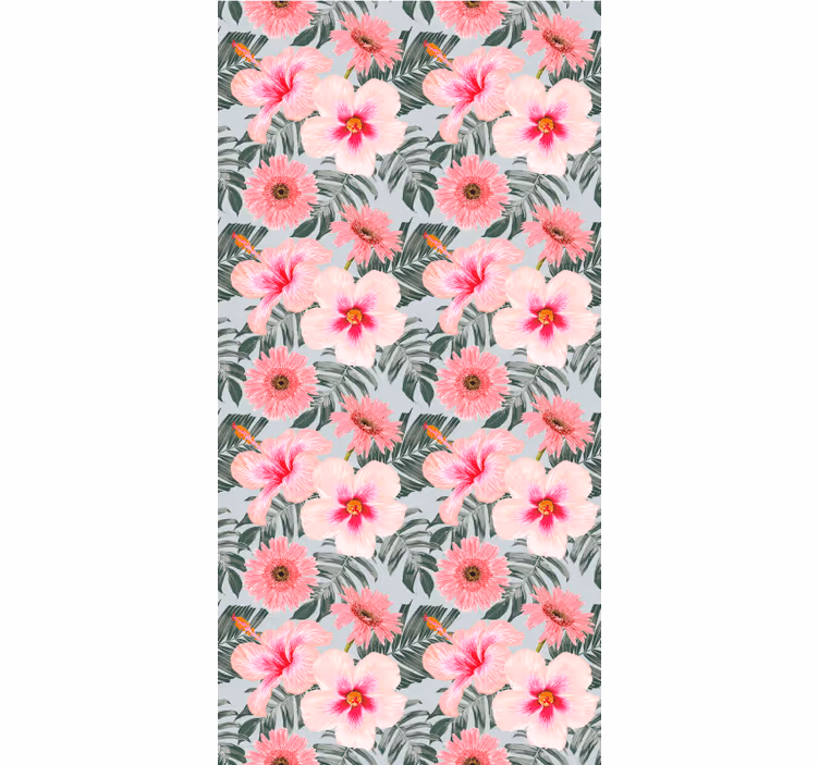 Hibiscus and flowers hallway wallpaper - TenStickers