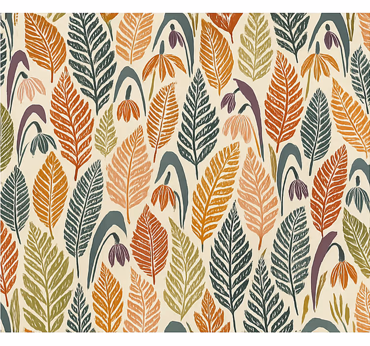 Skandinavian wallpaper multicolour snowdrop blooms - TenStickers