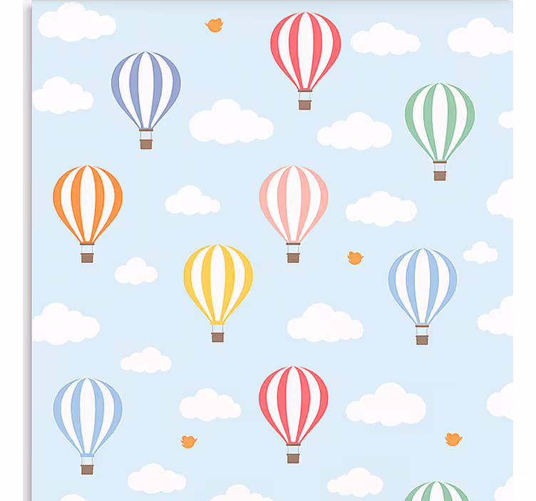 Scandinavian wallpaper pastel balloon ride - TenStickers