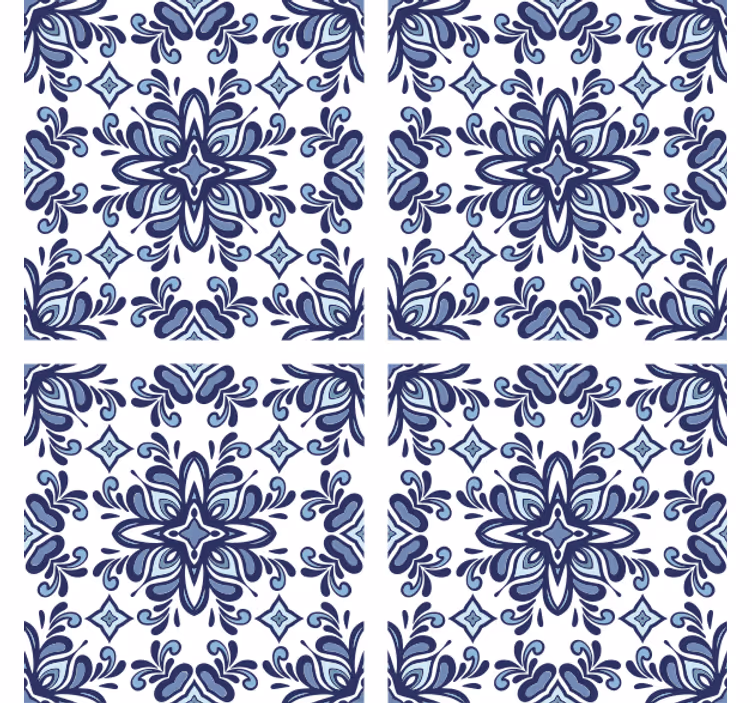 Tile wallpaper blue moroccan design - TenStickers