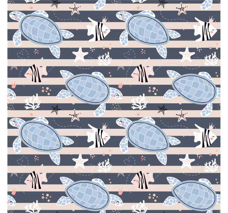Vintage wallpaper turtle motif design - TenStickers