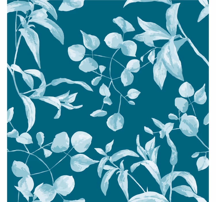 Flower wallpaper blue watercolor design - TenStickers