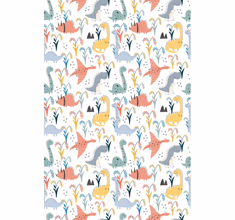 Dinosaur wallpaper scandinavian colorful design - TenStickers
