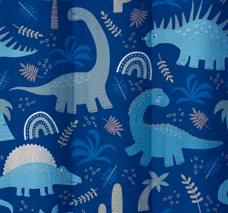 Dinosaur wallpaper in blue shades - TenStickers