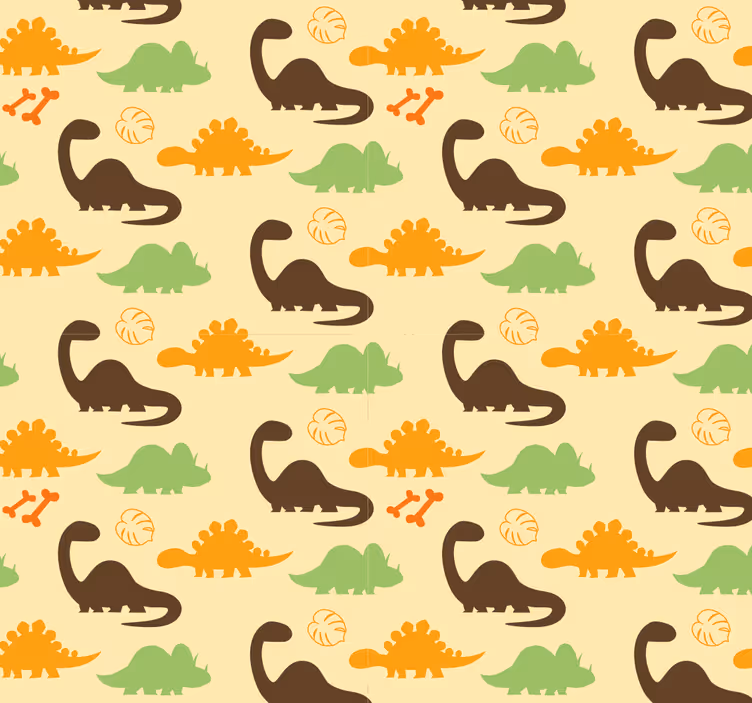 Dinosaur wallpaper on a beige background - TenStickers